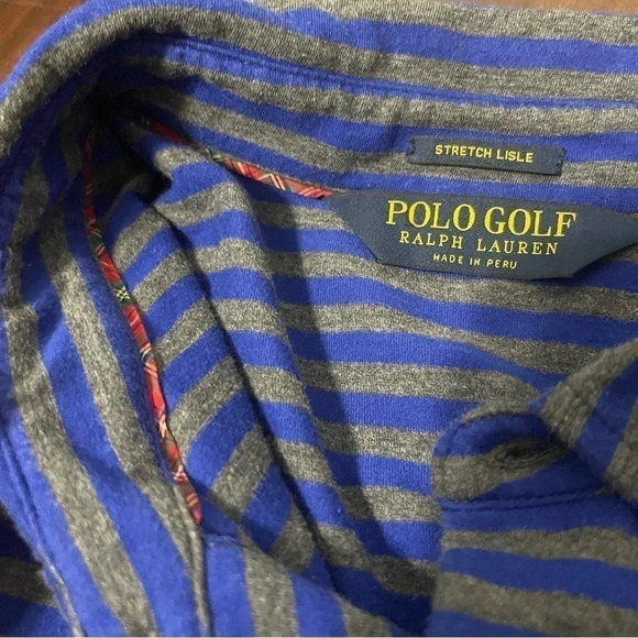 Polo Golf Ralph Lauren Stretch Lisle Blue and Gray Striped Size XL - Picture 5 of 6